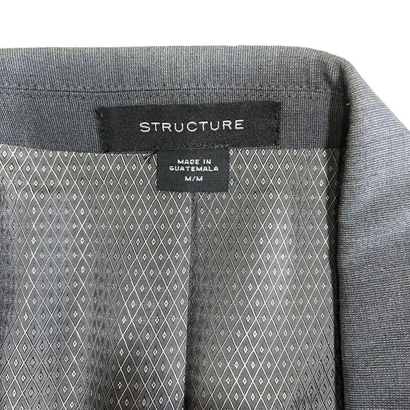 Structure Gray Wool Blend Patch Pocket Two-Button Sport Coat Blazer Jacket Sz M - Picture 6 of 8